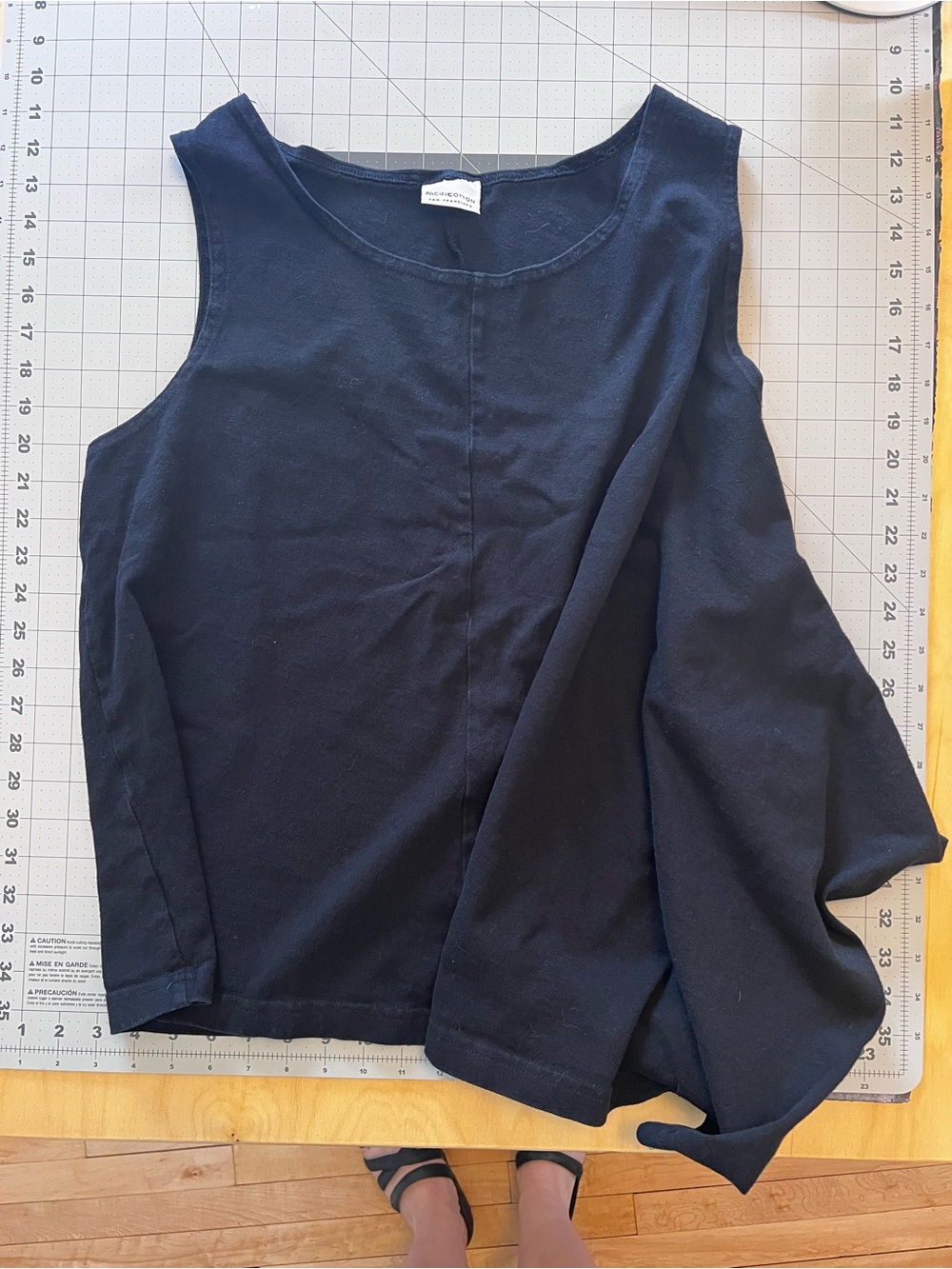 Pacific Cotton Asymmetrical Sleeveless Black Tank Top